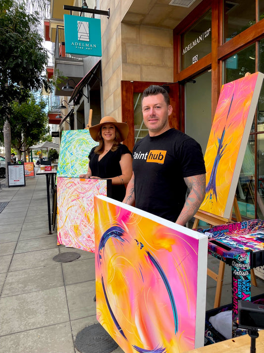 Michael Carini live painting demo at Adelman Fine Art Gallery in Little Italy