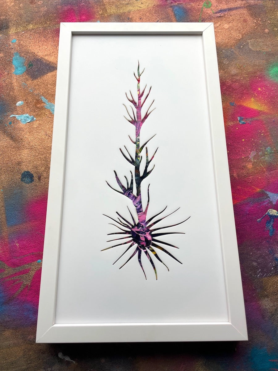 The art of acrylic alchemy. Beautiful signature icons created from recycled paint palettes.