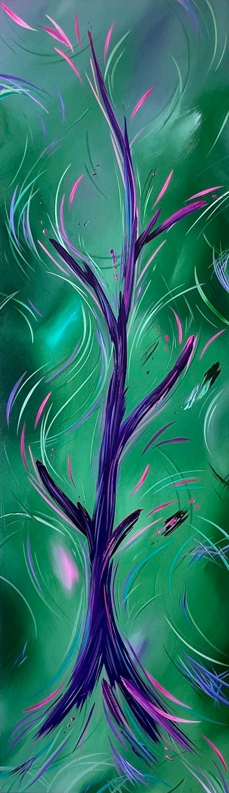 cherry blossom painting and abstract florals by Michael Carini