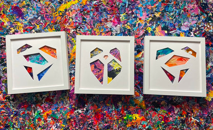Michael Carini's inspirational puzzled hearts are created from his recycled paint palettes