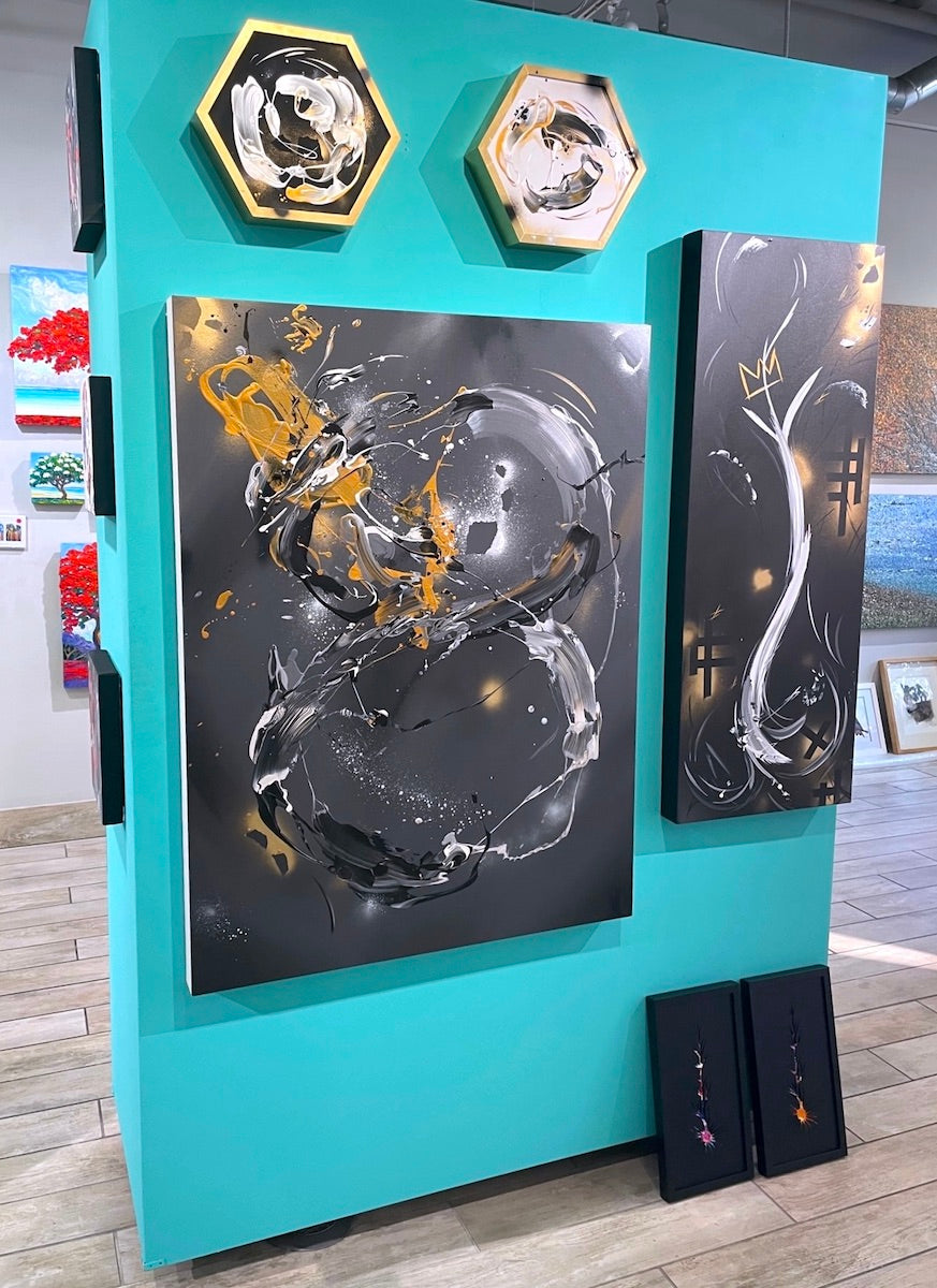 homage to Basquiat by contemporary abstract artist Michael Carini of Carini Arts in San Diego, CA