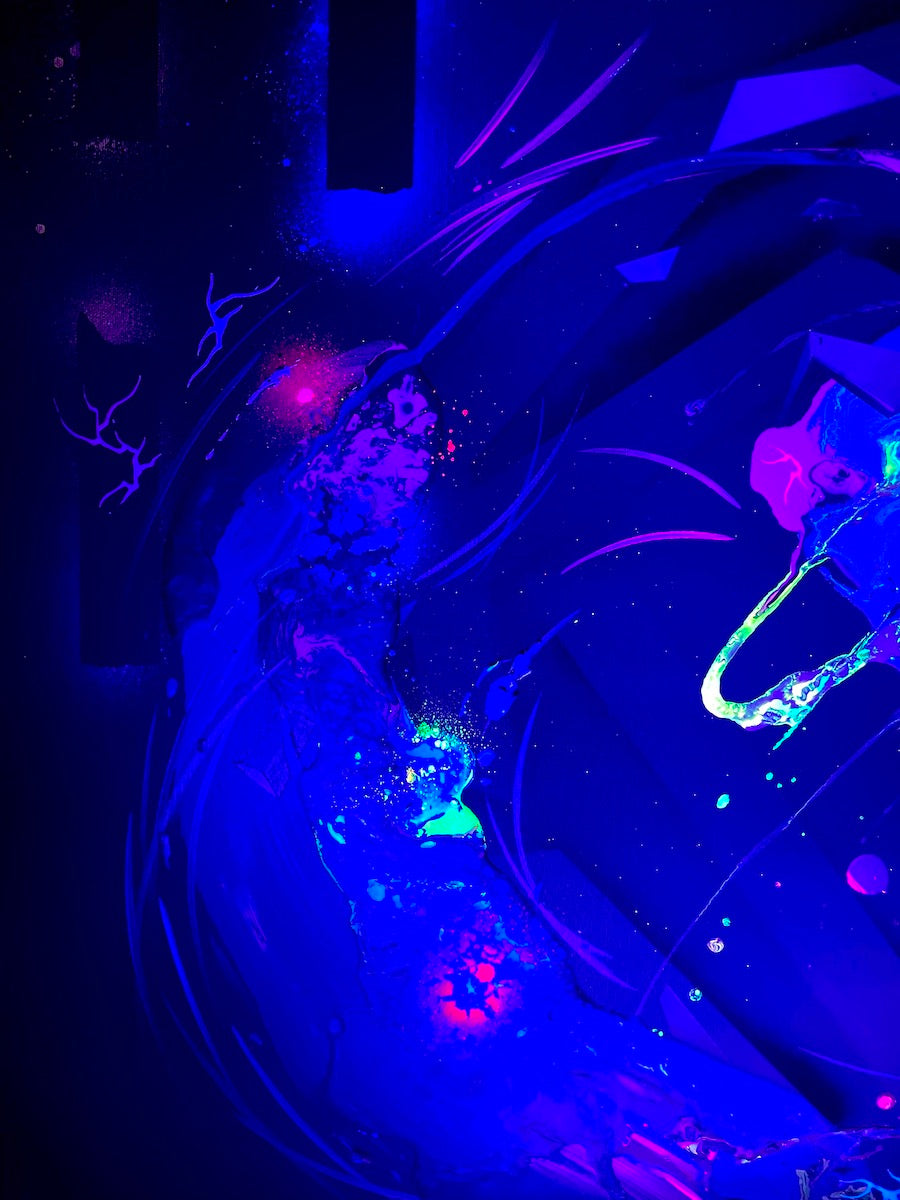 trippy psychedelic paintings by festival artist Michael Carini of Carini Arts in Socal