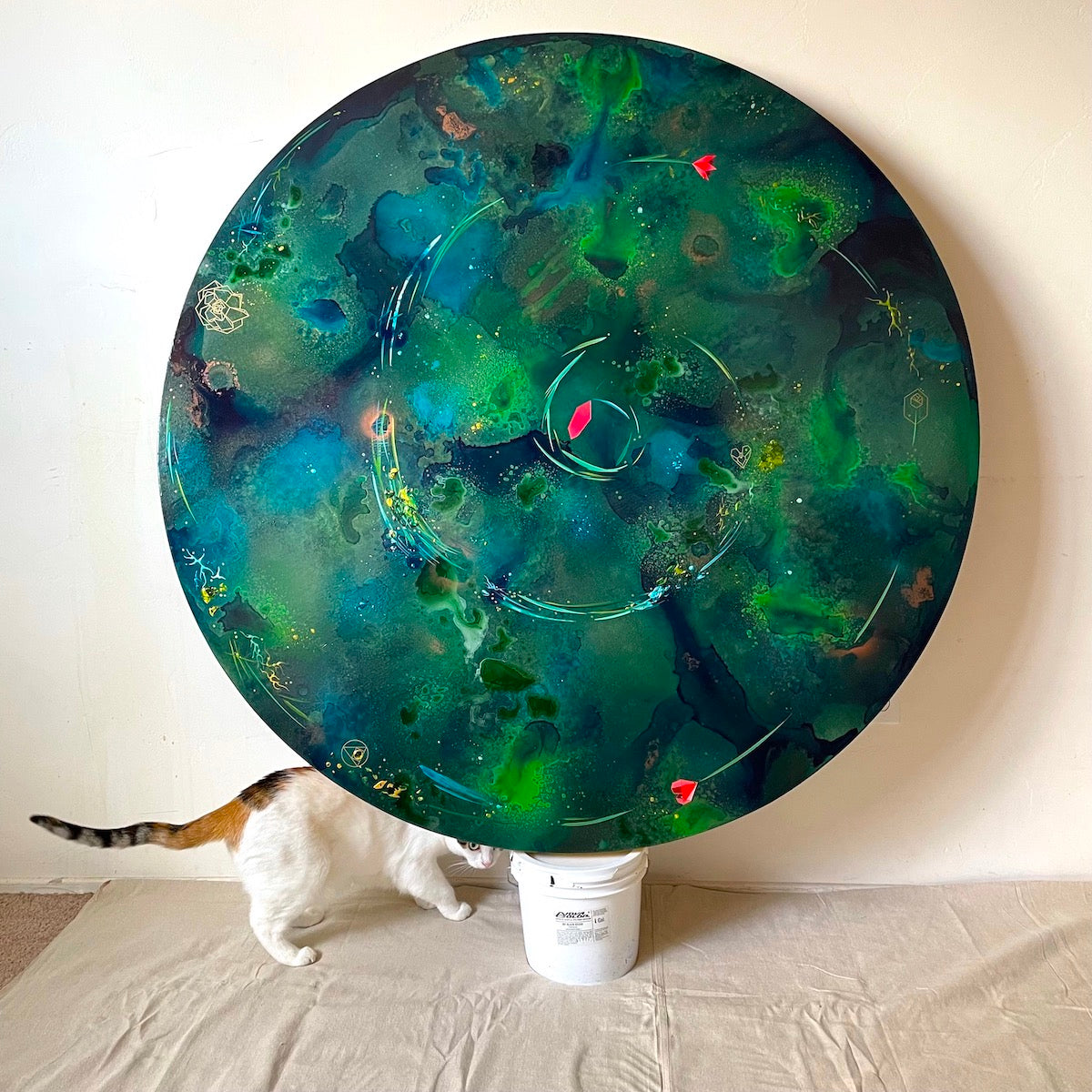 green abstract art by contemporary artist Michael Carini. Hot artist on the rise. Buy art from this trending artist today.