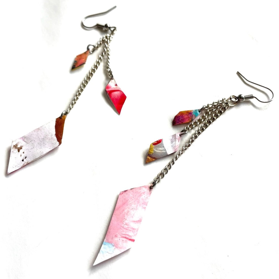 recycled paint palettes turned into jewelry art from Carini Arts