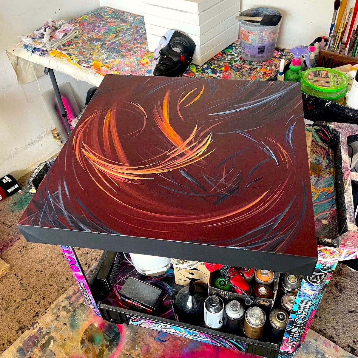Michael Carini's art studio in San Diego, CA. The lair of the Acrylic Alchemist.