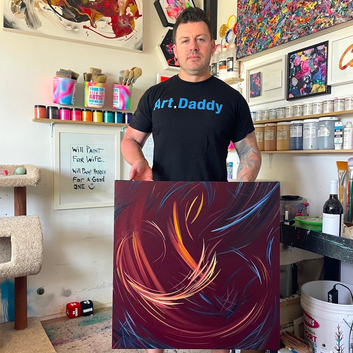 Contemporary abstract artist Michael Carini dives head first into his trauma with his signature abstract art style