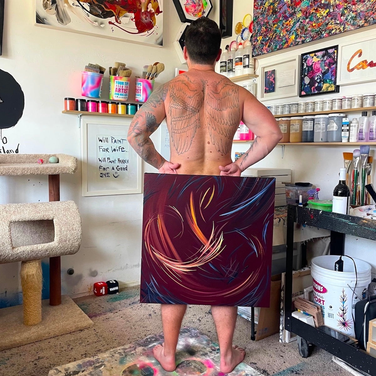 Michael Carini's phoenix paintings represent the battle to overcome traumas