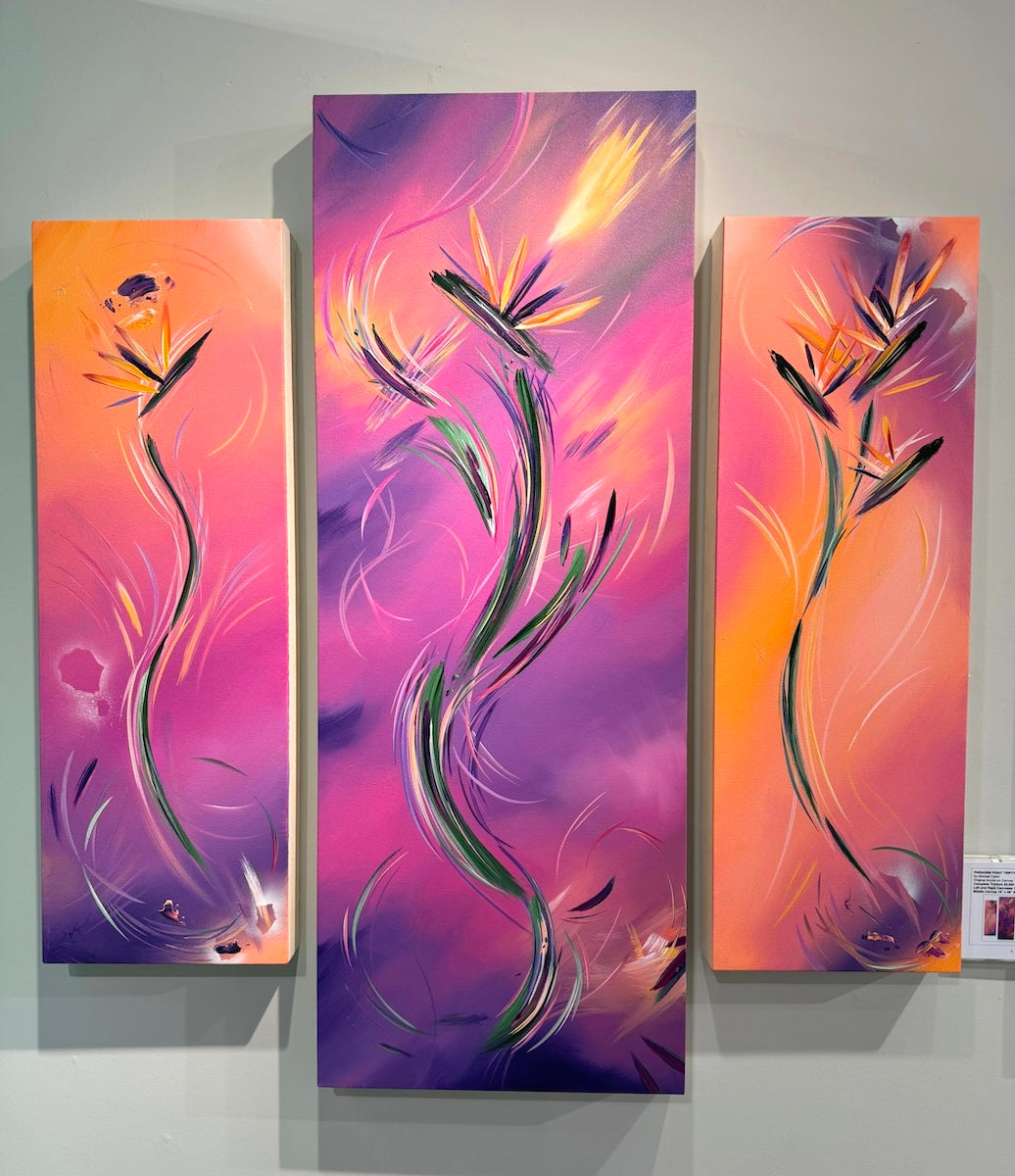 contemporary abstract flower painting by La Jolla contemporary artist Michael Carini of Carini Arts
