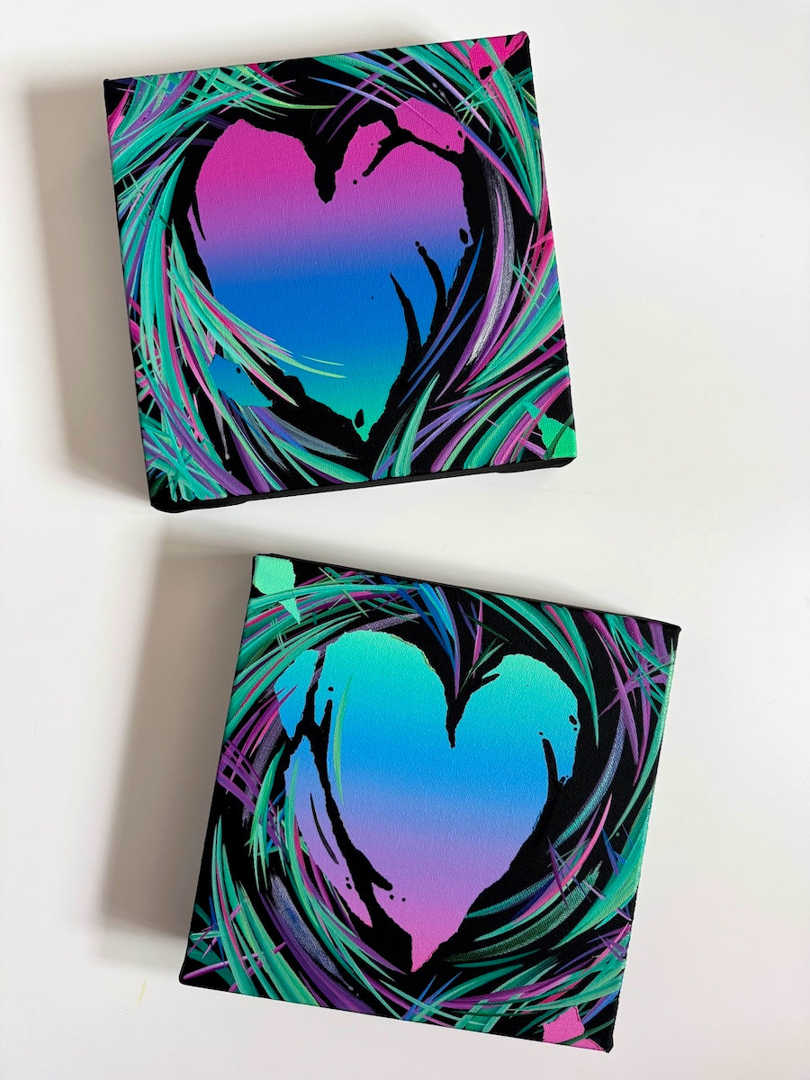 Beautiful heart art and decor. Original heart paintings by contemporary artist and abstract painter Michael Carini of Carini Arts in La Jolla.