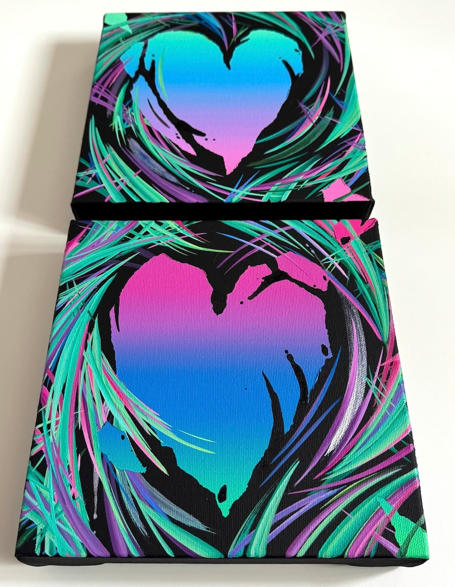 Beautiful heart art and decor. Original heart paintings by contemporary artist and abstract painter Michael Carini of Carini Arts in Del Mar