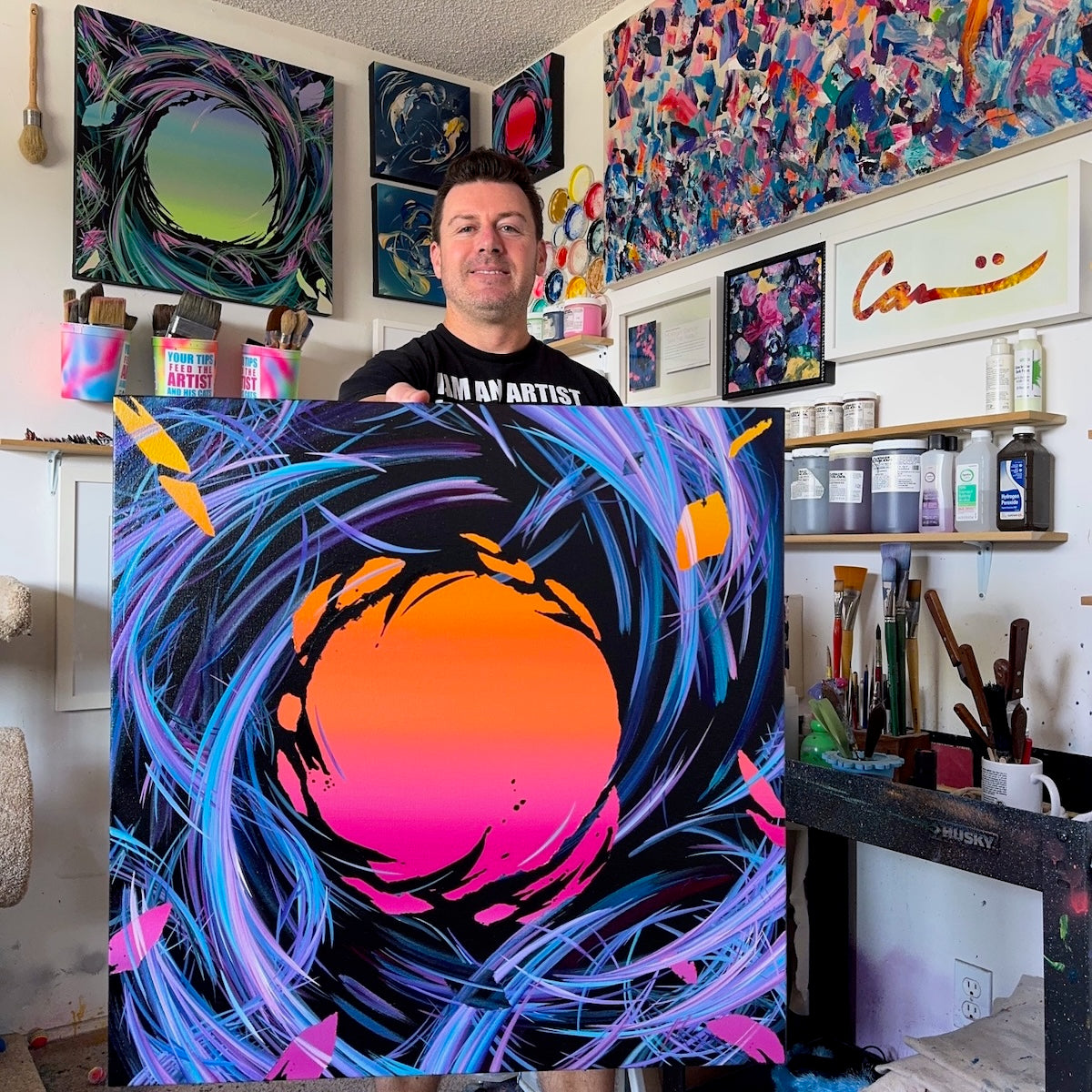 Contemporary abstract art by Michael Carini. Unique original abstract paintings by acrylic abstract artist Michael Carini in La Jolla, CA.