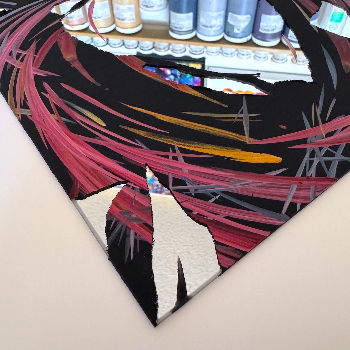 Michael Carini mirror heart art. Unique art and decor by contemporary abstract artist Carini in Carlsbad