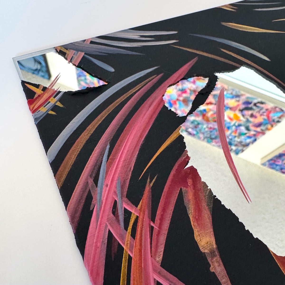Michael Carini mirror heart art. Unique art and decor by contemporary abstract artist Carini in Del Mar