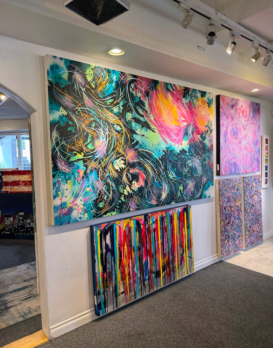 Michael Carini abstract paintings at contemporary fine arts gallery in Laguna Beach