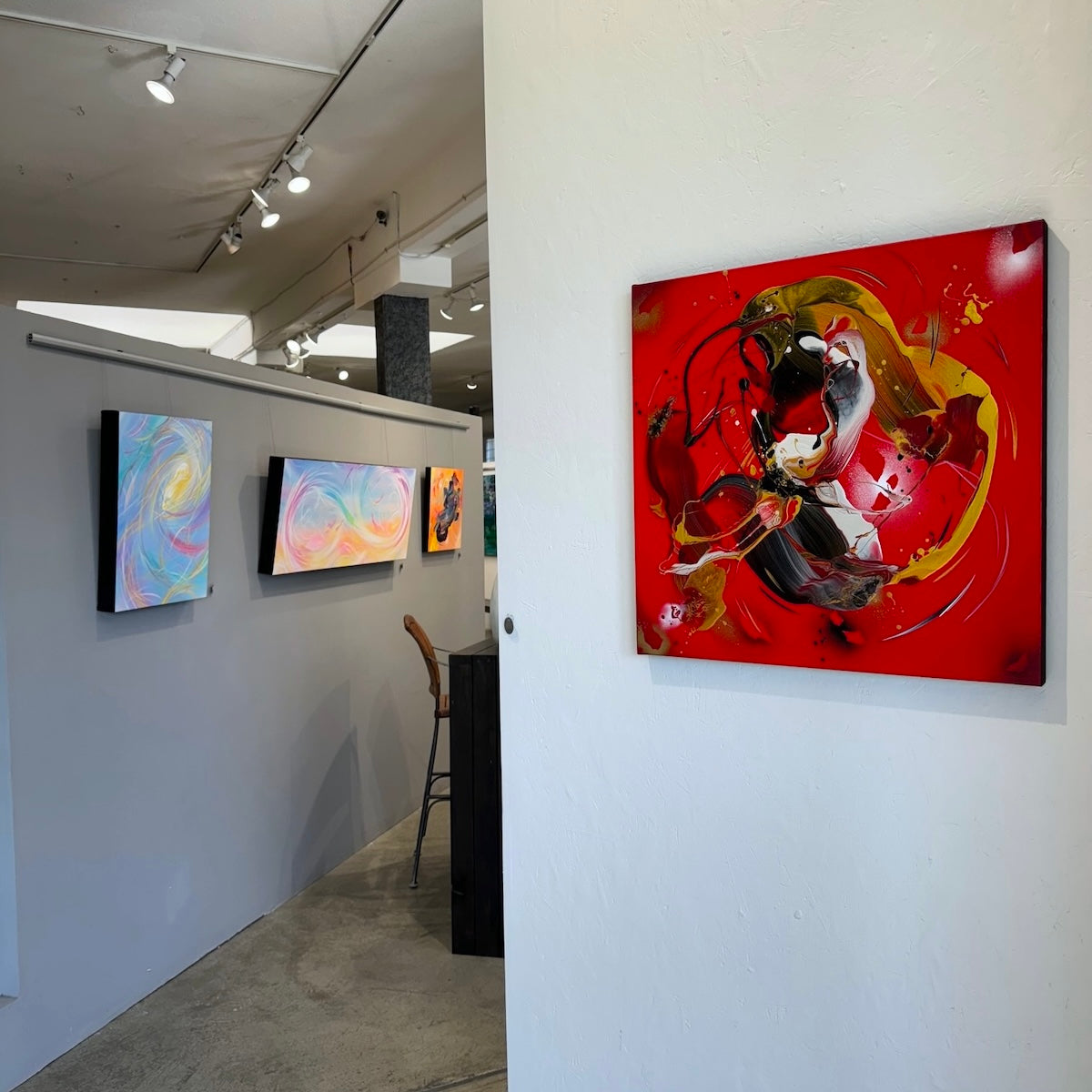 Michael Carini's beautiful and emotion filled abstract paintings on exhibit at local contemporary fine art gallery in San Diego, CA.
