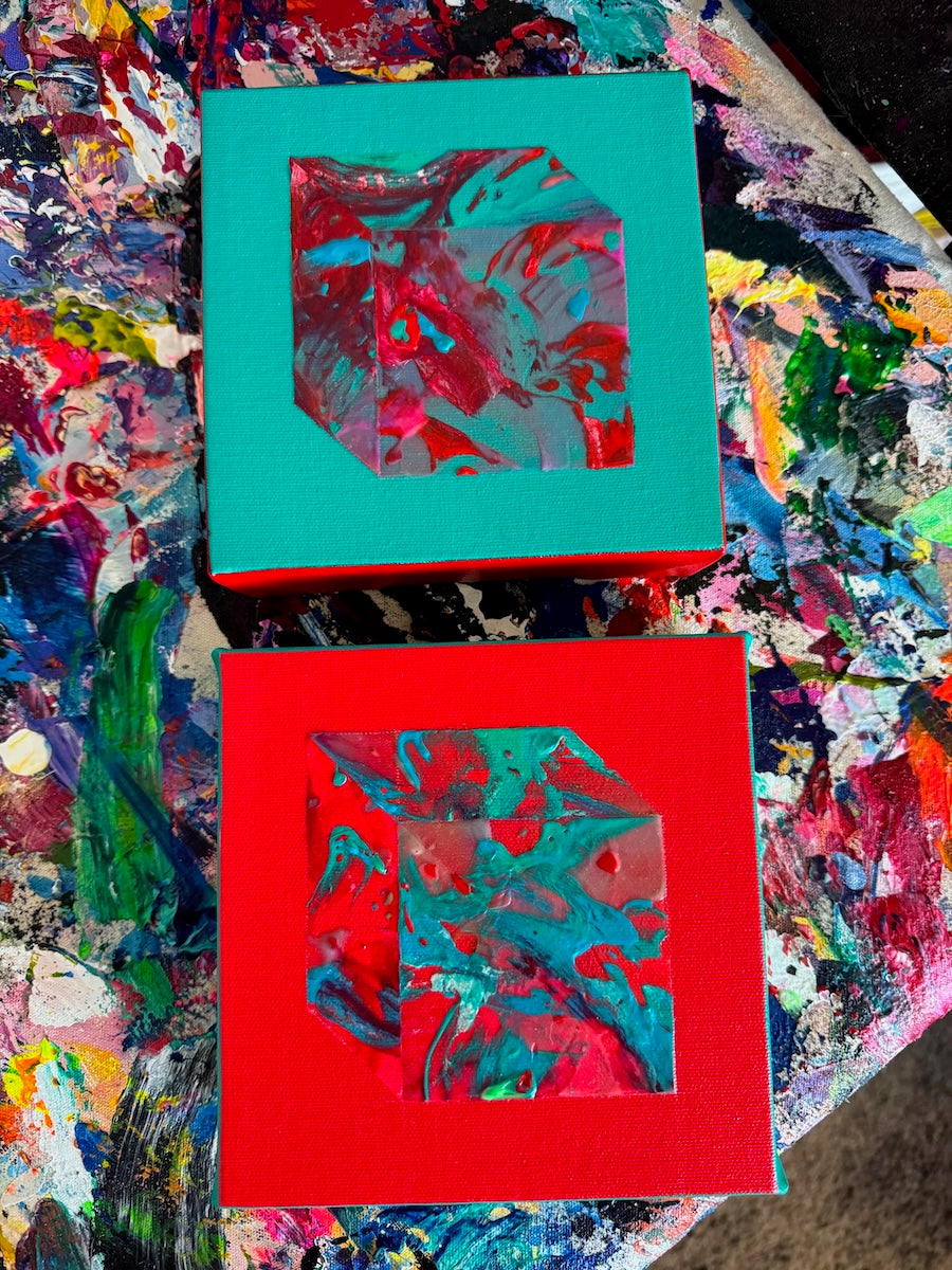 Geometric abstract art by Michael Carini. Unique and original contemporary artwork with glow in the dark lighting effects. Fine art and interior design/decor in San Diego.