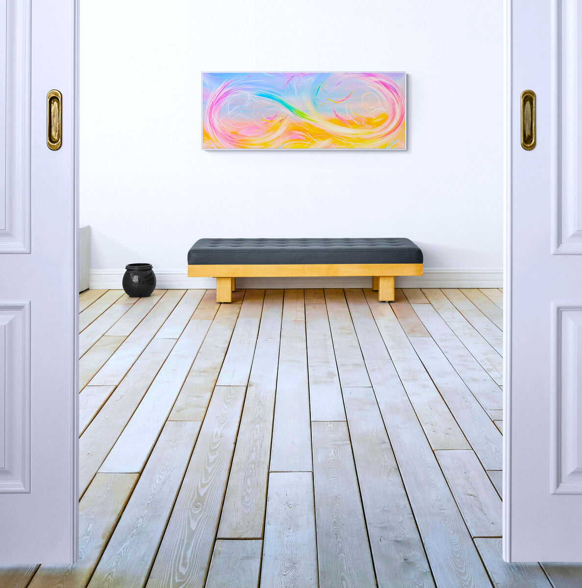 Michael Carini rainbow bridge painting in honor of his late cate Moo
