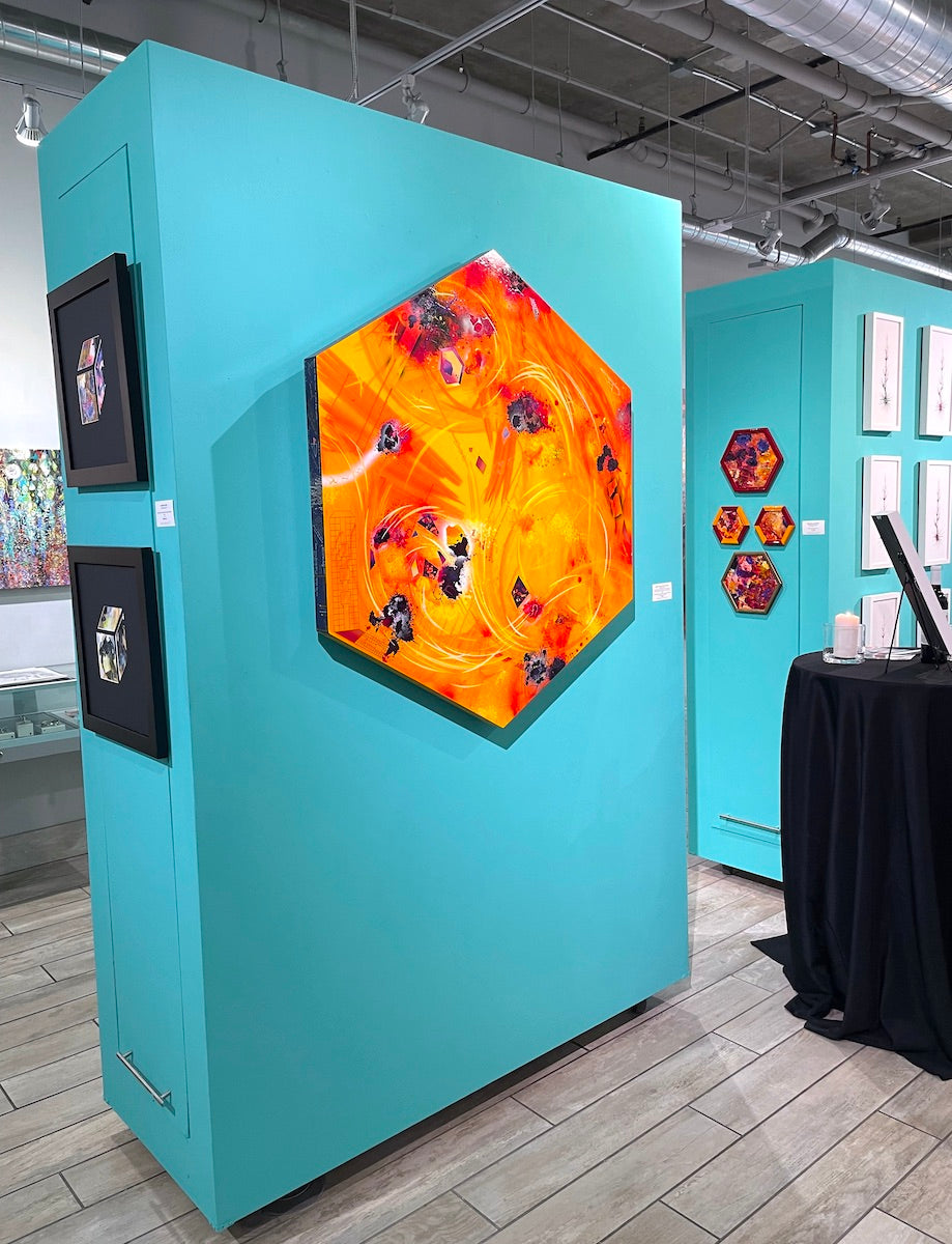 Michael Carini's unique geometric paintings on exhibit in the art gallery