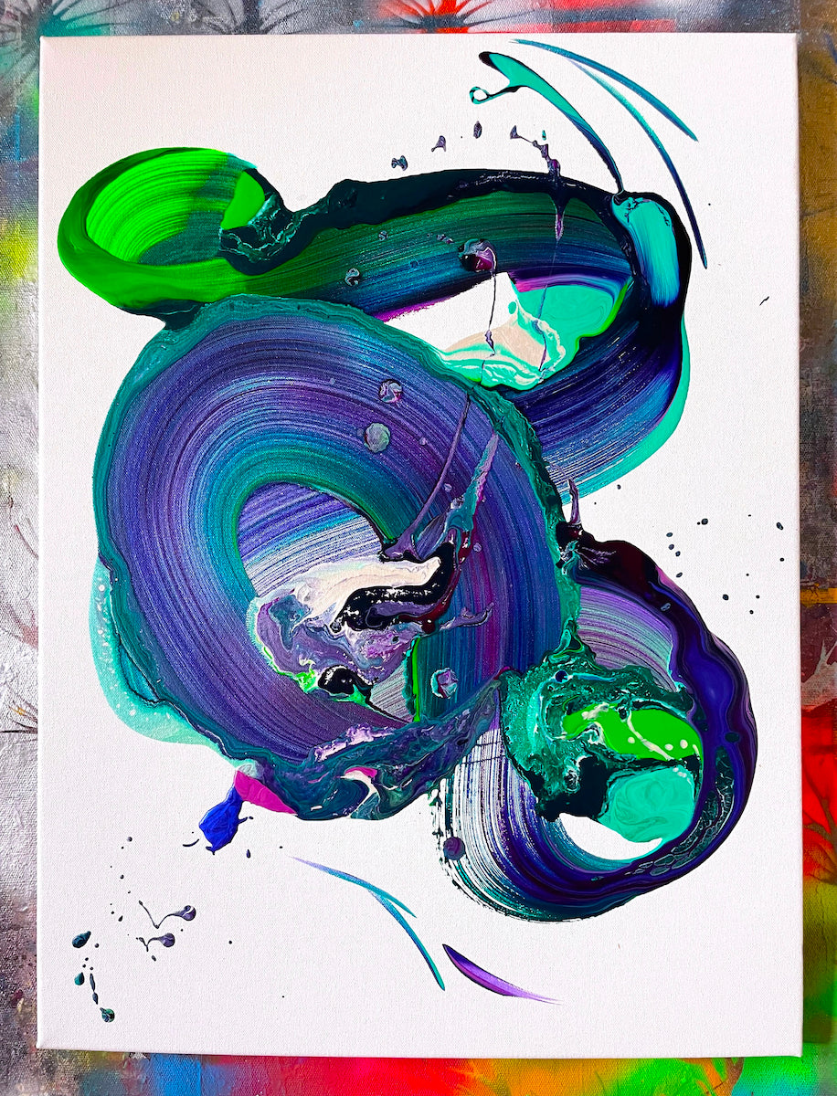 Pour painting techniques by expressive abstract artist Michael Carini