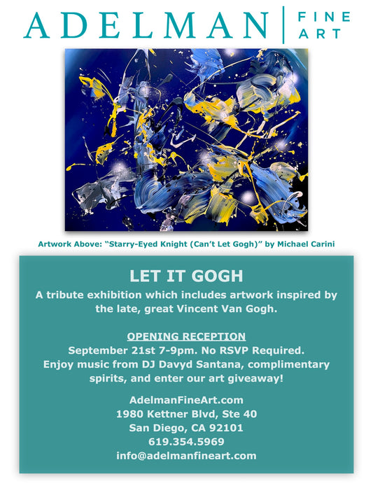 Van Gogh themed art show at Adelman Fine Art gallery featuring the art of inspirational abstract artist Michael Carini of Carini Arts