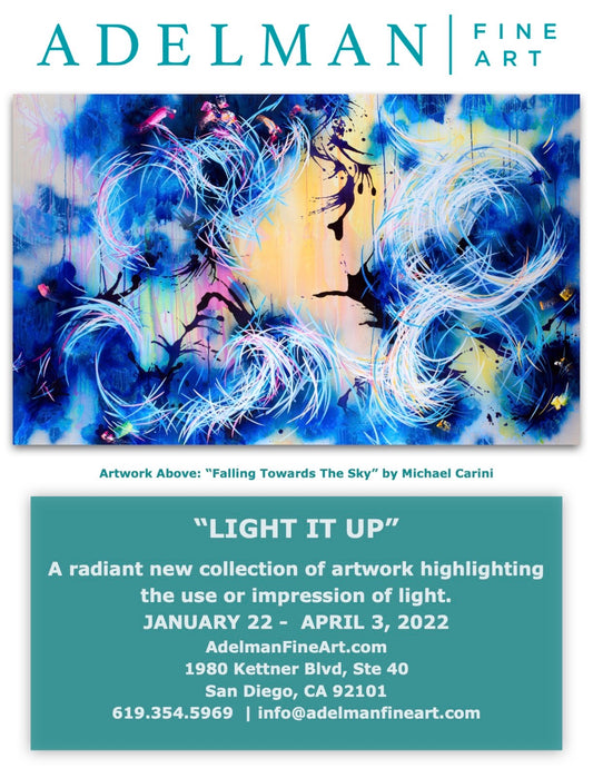Michael Carini art on exhibit for art show "Light It Up" at Adelman Fine Art in Little Italy (San Diego, CA)