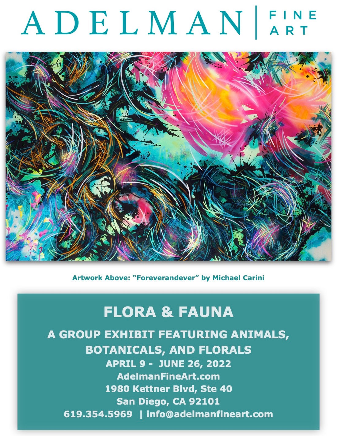 Flora & Fauna Art Exhibition At Adelman Fine Art April 9 - June 26.