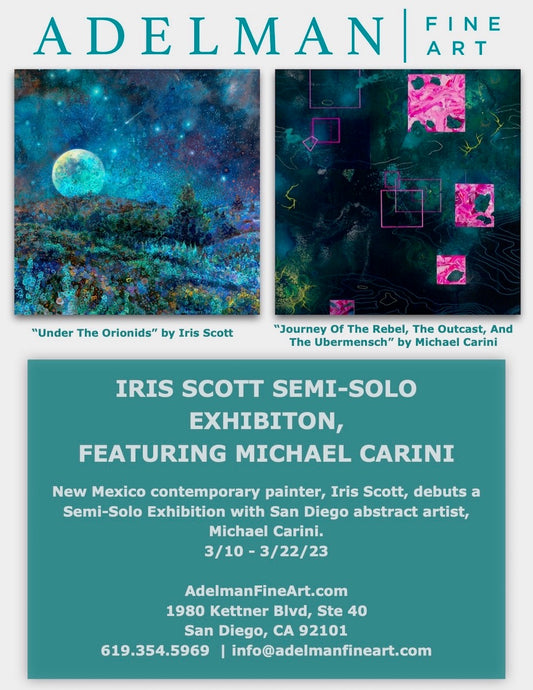 Michael Carini art exhibit with Iris Scott at Adelman Fine Art in San Diego, California