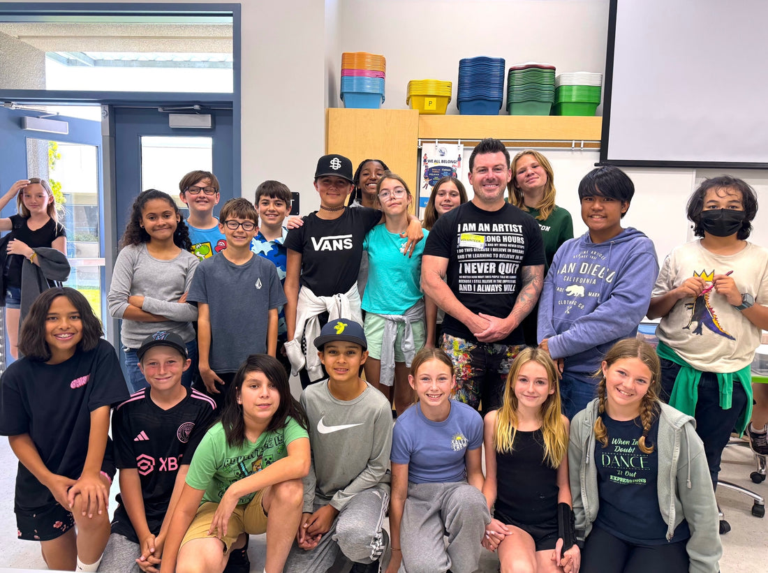 Michael Carini of Carini Arts teaching art to local middle school students in San Diego