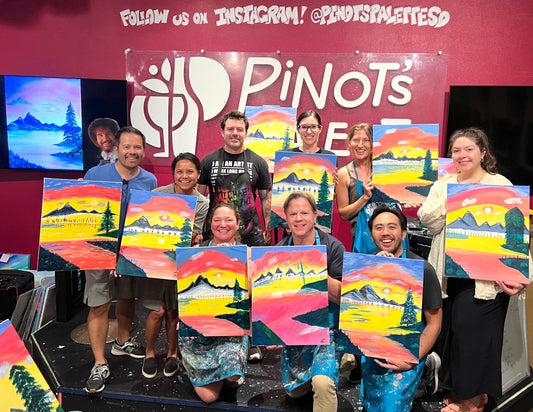 Michael Carini and Carini Arts leading step-by-step paint and sip classes at Pinot's Palette in Arts District Liberty Station