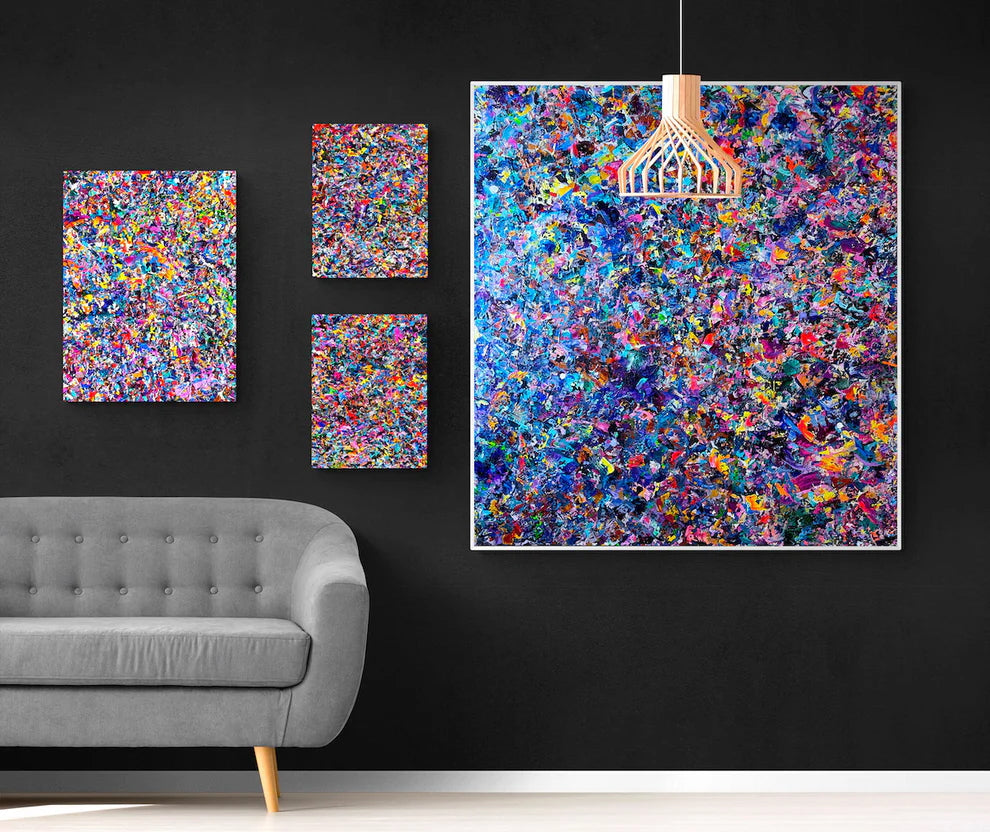 Valuable abstract art by artist Michael Carini. Exquisite interior design and decor in Del Mar.