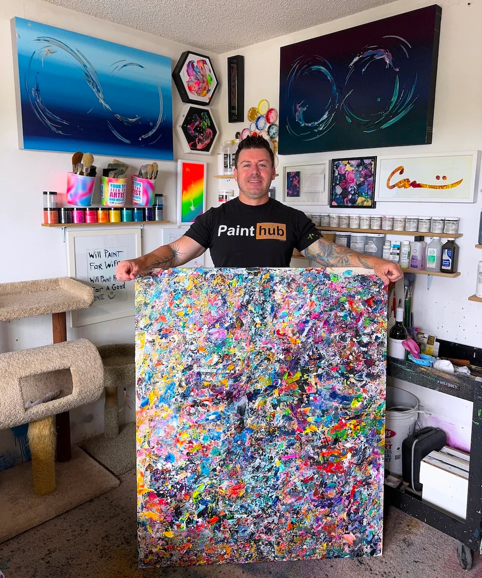 Valuable abstract art by artist Michael Carini. Exquisite interior design and decor in Palm Springs.