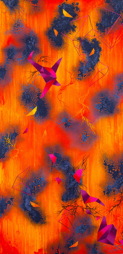 beautiful orange abstract painting by Michael Carini