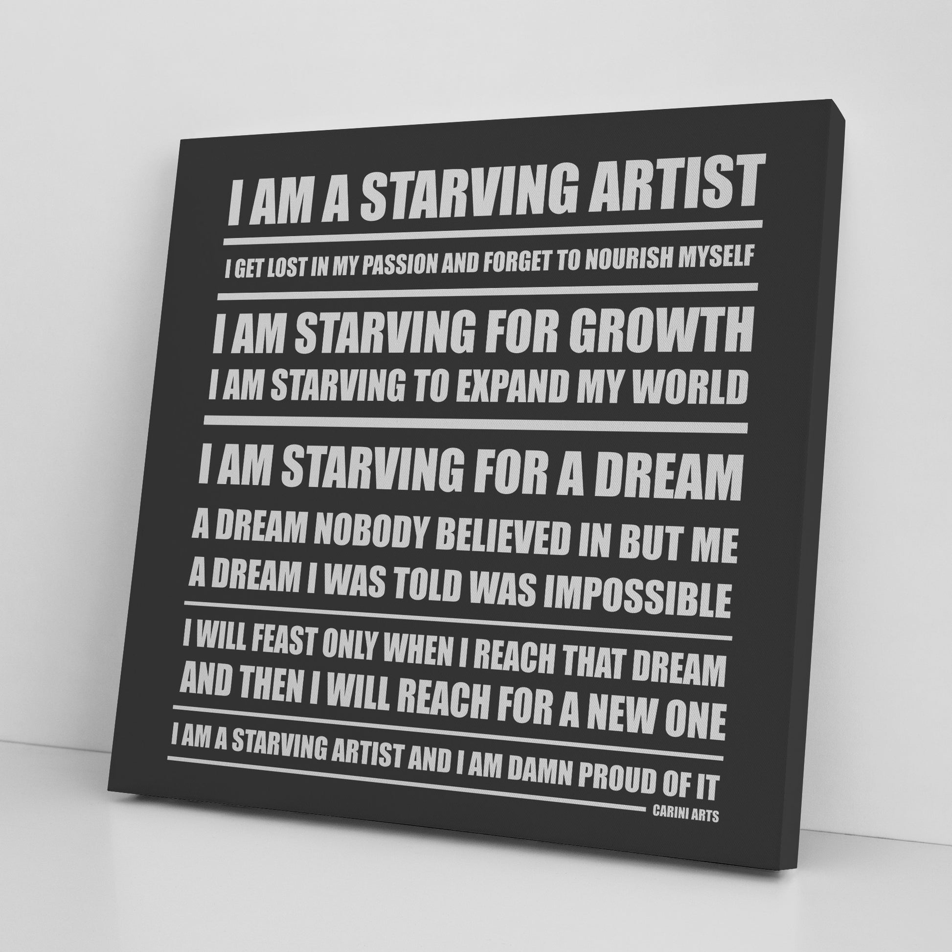 starving artist quote canvas by Michael Carini of Carini Arts