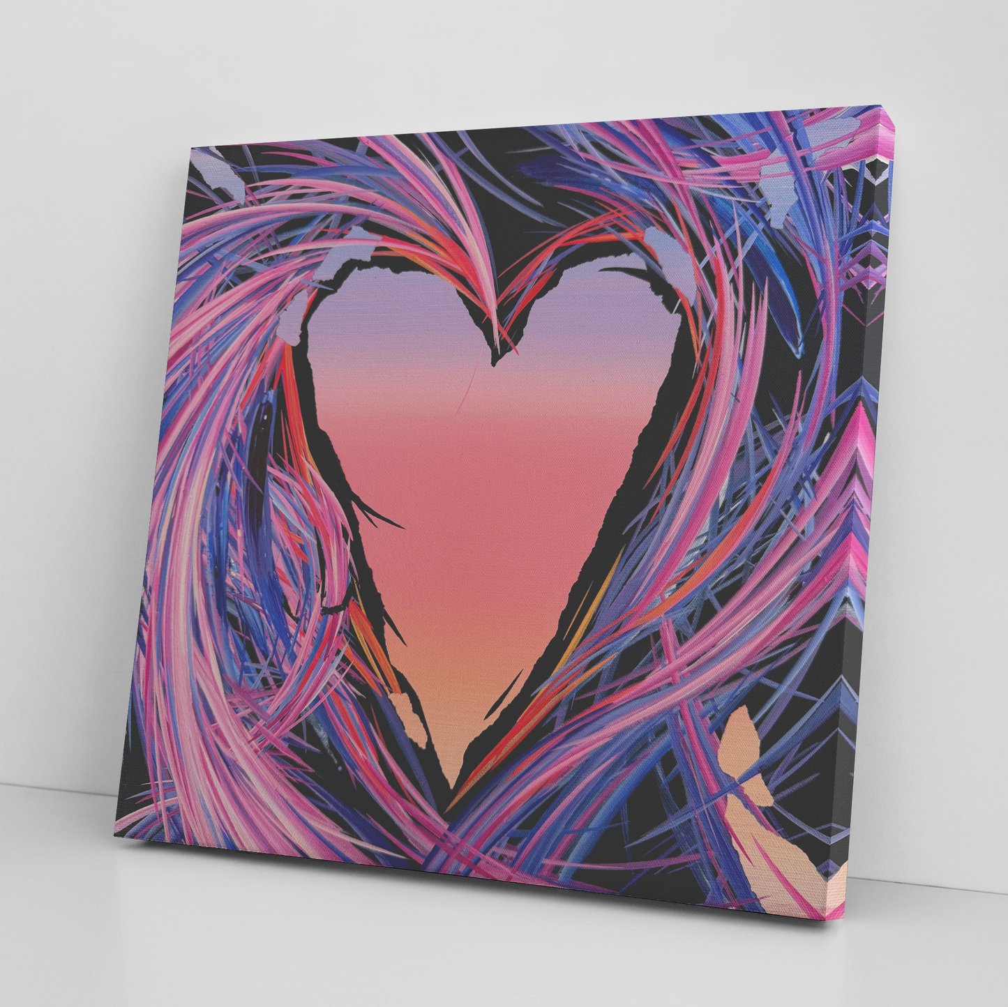 Michael Carini canvas heart art and heart decor. Heart paintings by contemporary abstract artist Michael Carini of Carini Arts. Stunning wall art and decor for your home and office in Los Angeles.