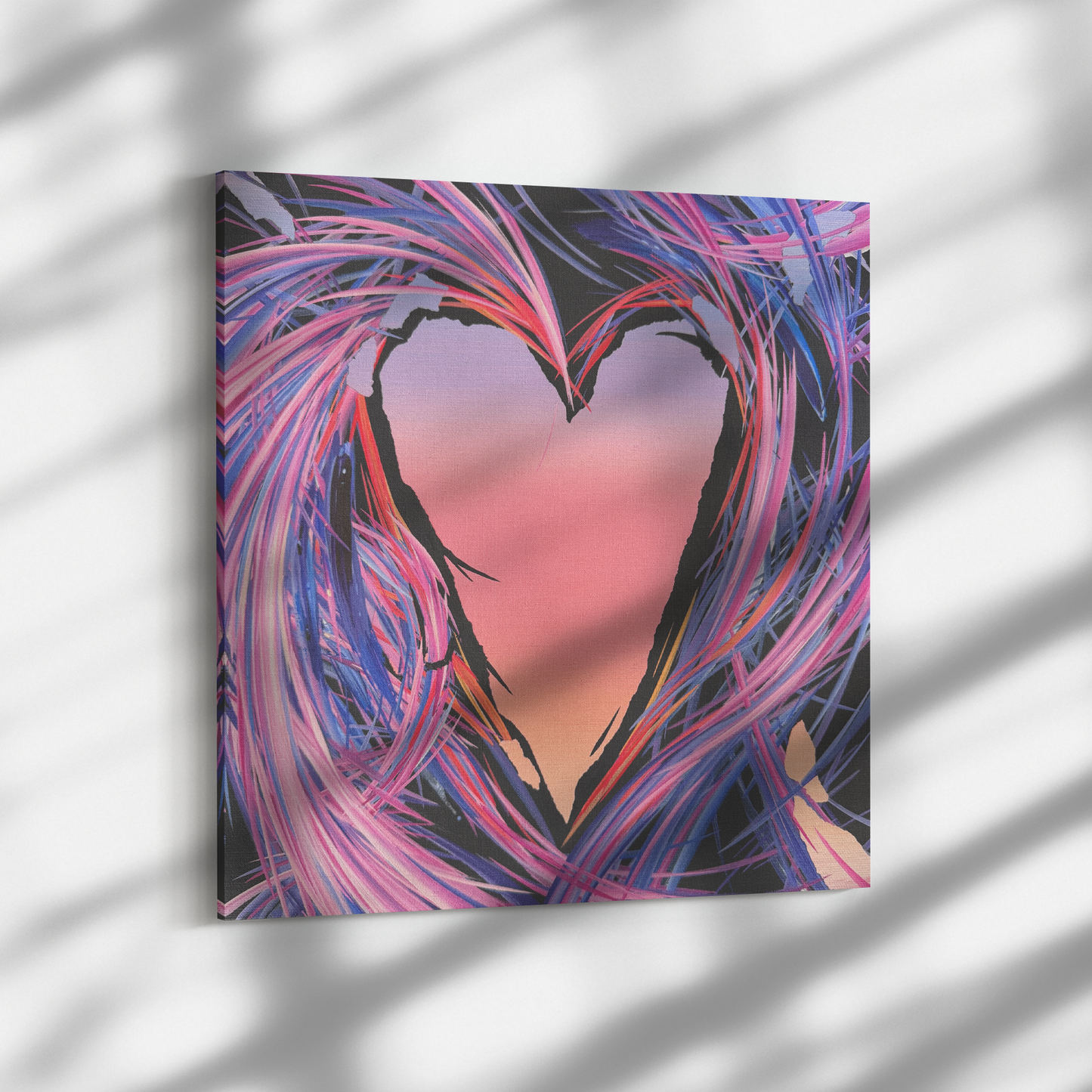 Michael Carini canvas heart art and heart decor. Heart paintings by contemporary abstract artist Michael Carini of Carini Arts. Stunning wall art and decor for your home and office in Del Mar.