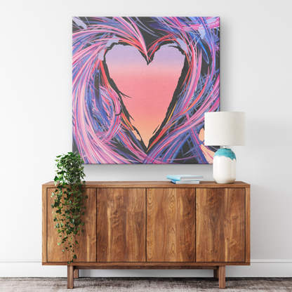 Michael Carini canvas heart art and heart decor. Heart paintings by contemporary abstract artist Michael Carini of Carini Arts. Stunning wall art and decor for your home and office in La Jolla.