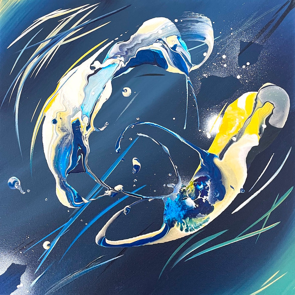 【M6号】good blue(flozen star) painting 油絵 MichaelCariniVanGogh_sShooting