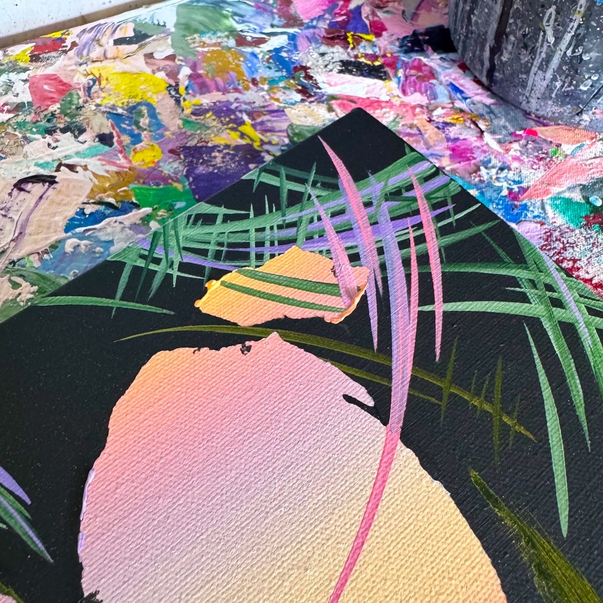 Michael Carini heart art and decor sharing story of phoenix rising from the darkness. Contemporary abstract art and acrylic paintings in Rancho Santa Fe.