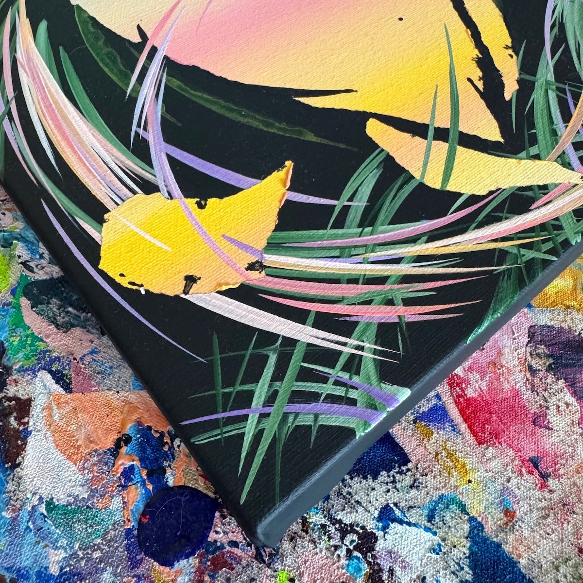 Michael Carini heart art and decor sharing story of phoenix rising from the darkness. Contemporary abstract art and acrylic paintings in Santa Fe, NM.