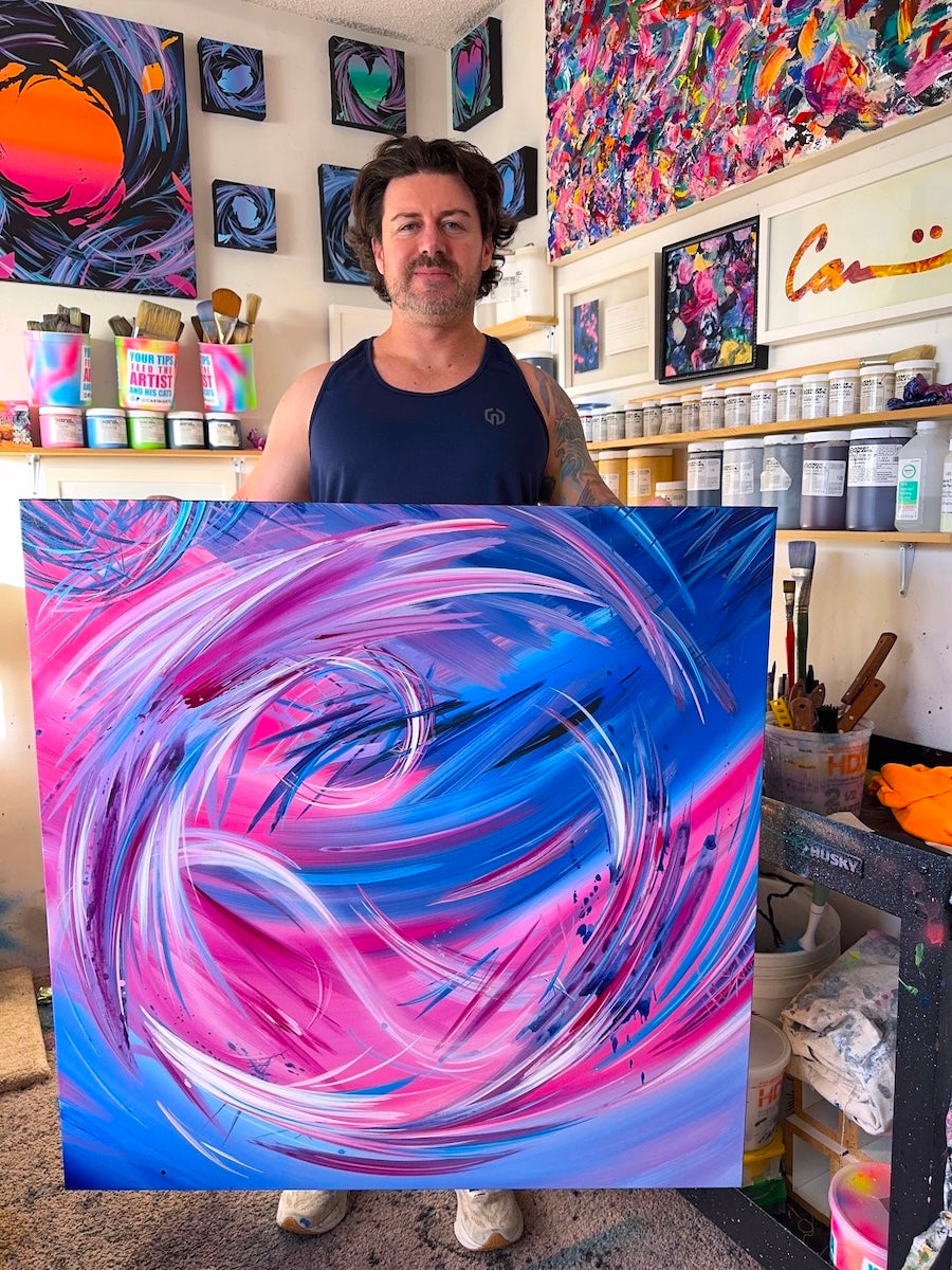 Michael Carini artwork inspired by traumatic brain injury. Unique contemporary abstract art in Palm Springs.