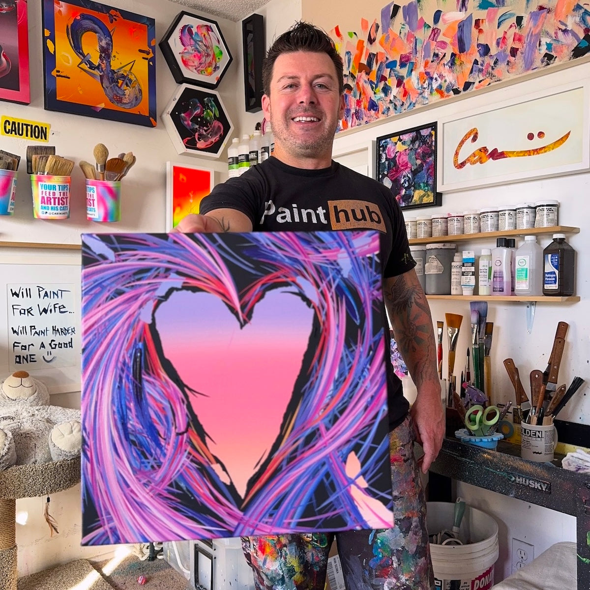 Michael Carini heart paintings and heart art and decor. Contemporary abstract painting and wall decor for your home and office in Palm Springs.