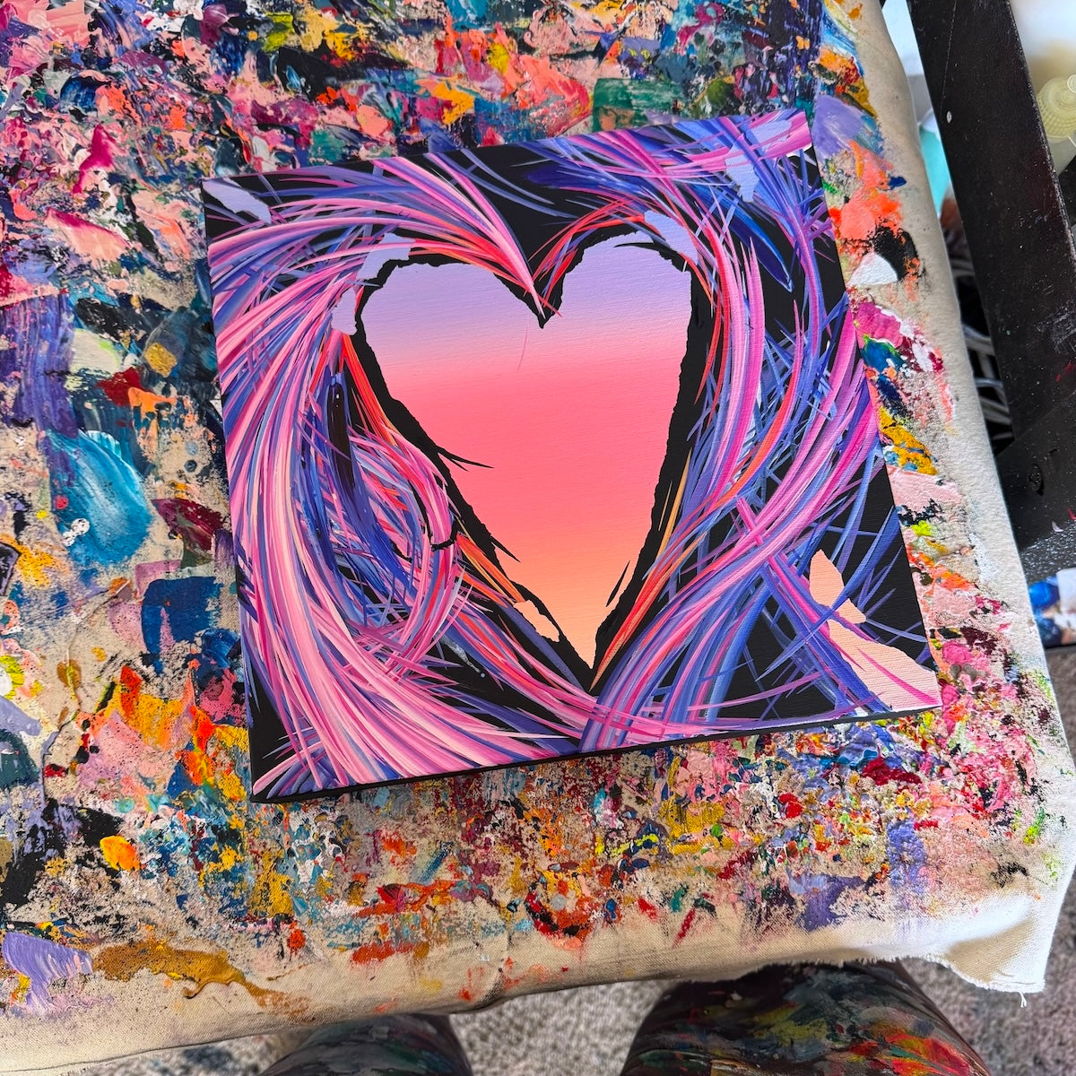 Michael Carini heart paintings and heart art and decor. Contemporary abstract painting and wall decor for your home and office in Encinitas