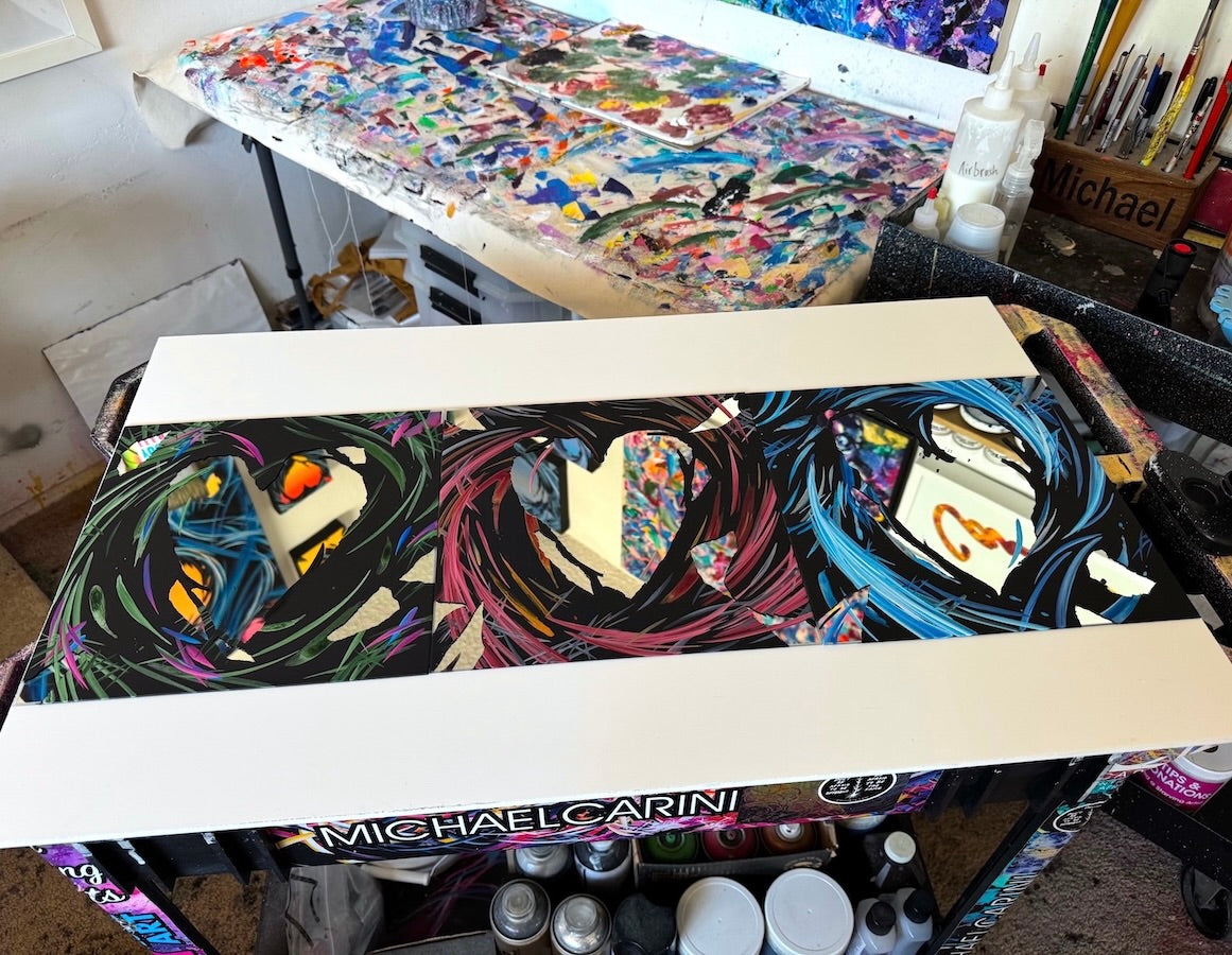 Beautiful heart art and mirror paintings by contemporary abstract artist Michael Carini. The most unique abstract art in San Diego.