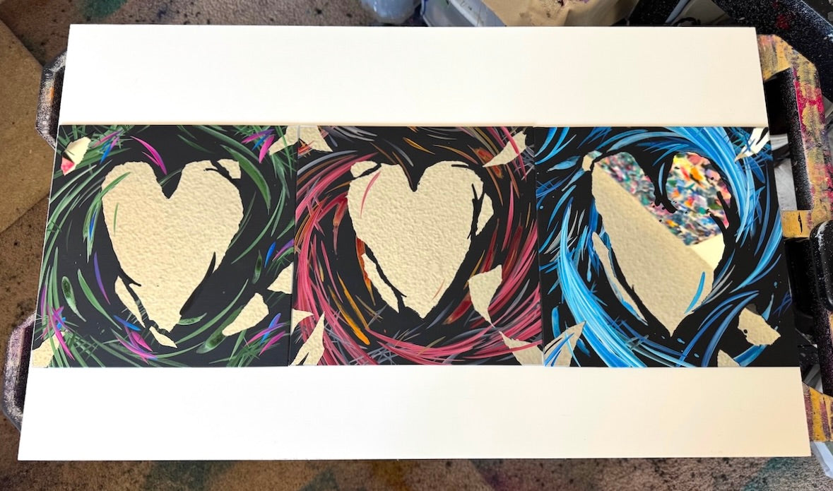 Beautiful heart art and mirror paintings by contemporary abstract artist Michael Carini. The most unique abstract art in Beverly Hills.