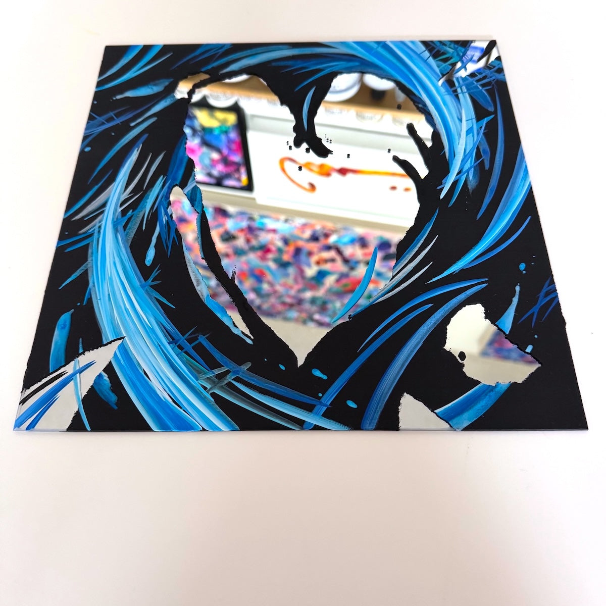 Unique heart art and mirror paintings by San Diego contemporary abstract artist Michael Carini of Carini Arts. Small and affordable art for your walls and your soul in La Jolla.