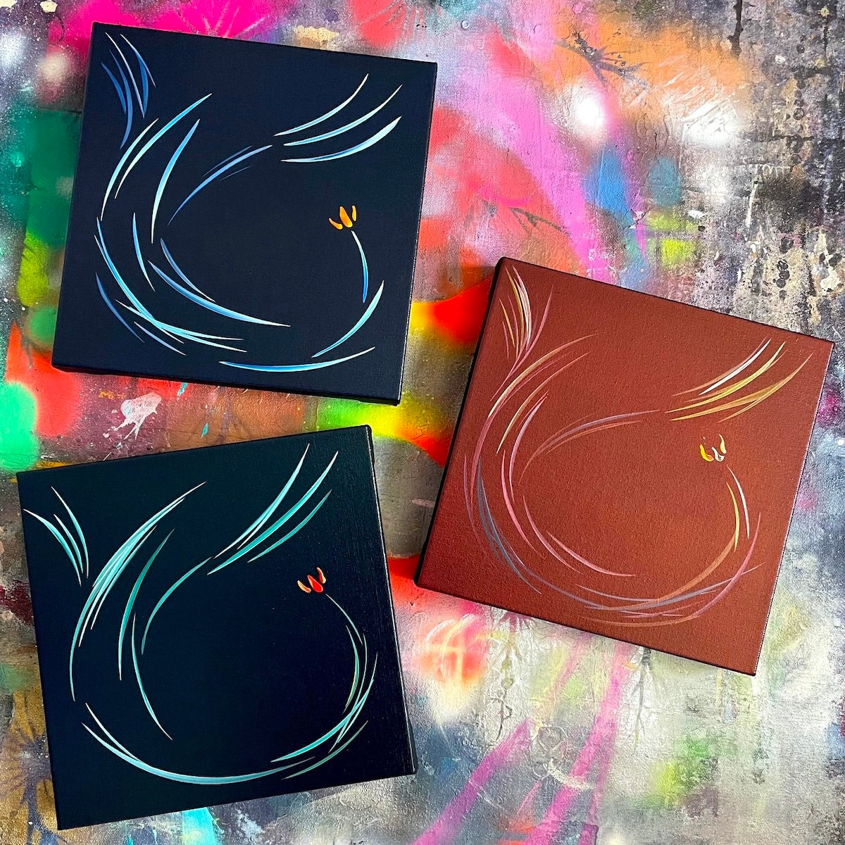 Phoenix Flowers commission example - custom floral abstract painting by San Diego artist Michael Carini