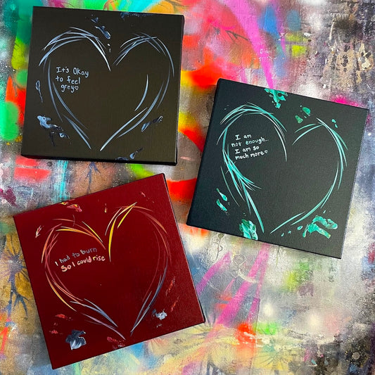 Michael Carini inspirational heart paintings with original poetry and quotes