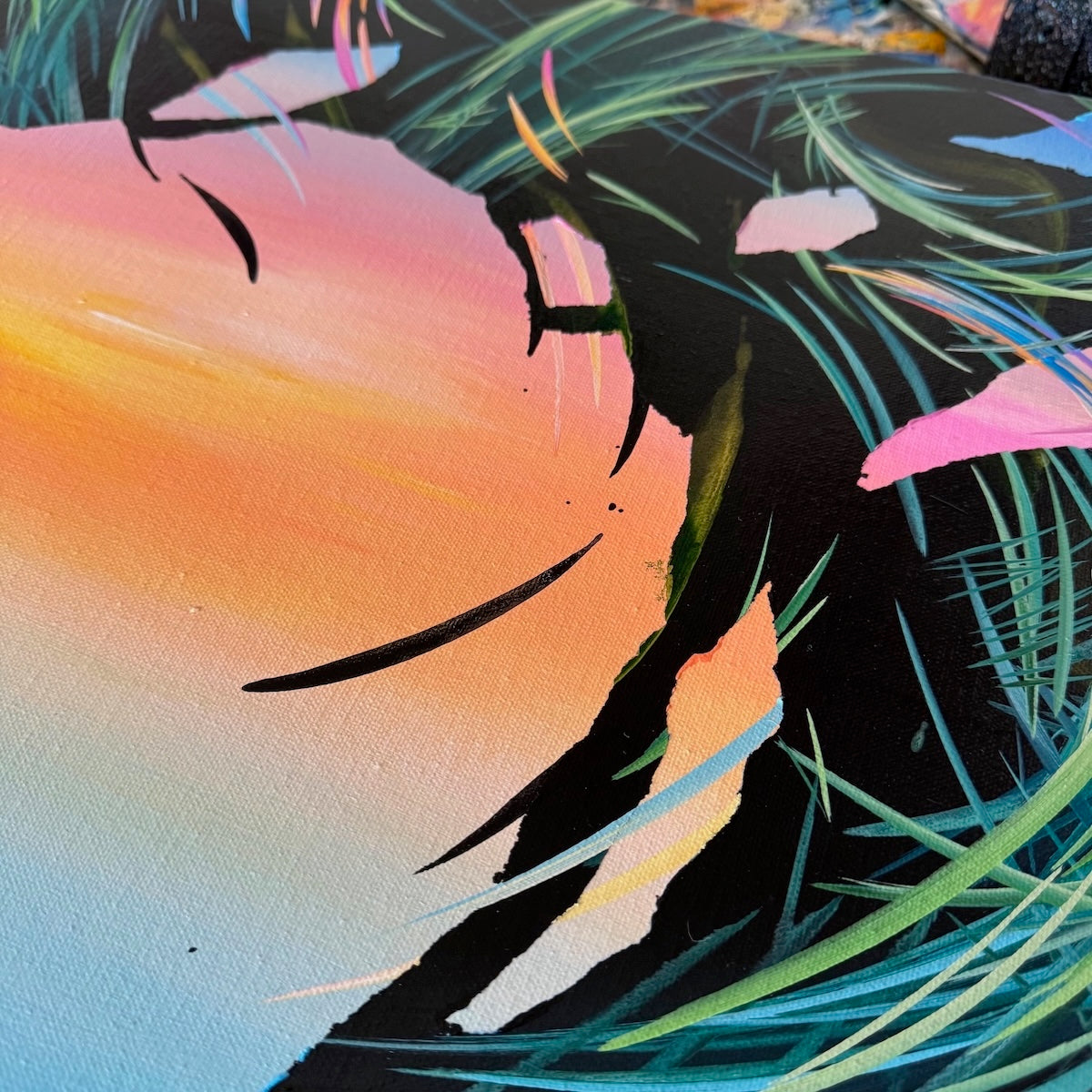 Beautiful sunset art and abstract acrylic paintings by contemporary artist Michael Carini and Carini Arts in Carmel Valley