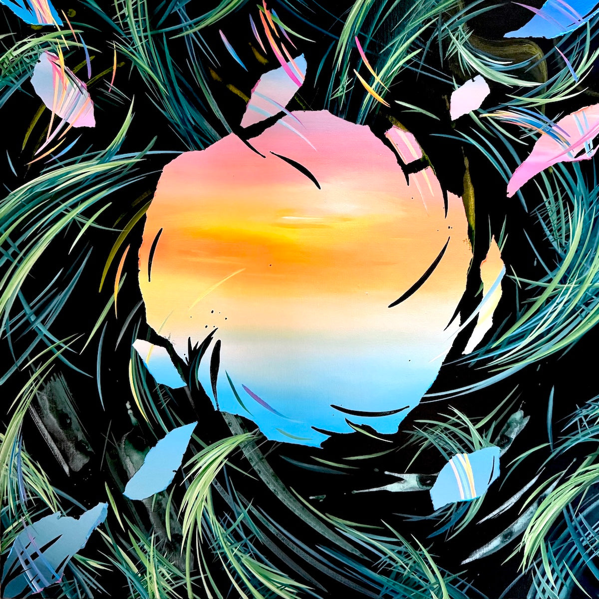 Beautiful sunset art and abstract acrylic paintings by contemporary artist Michael Carini and Carini Arts in La Jolla