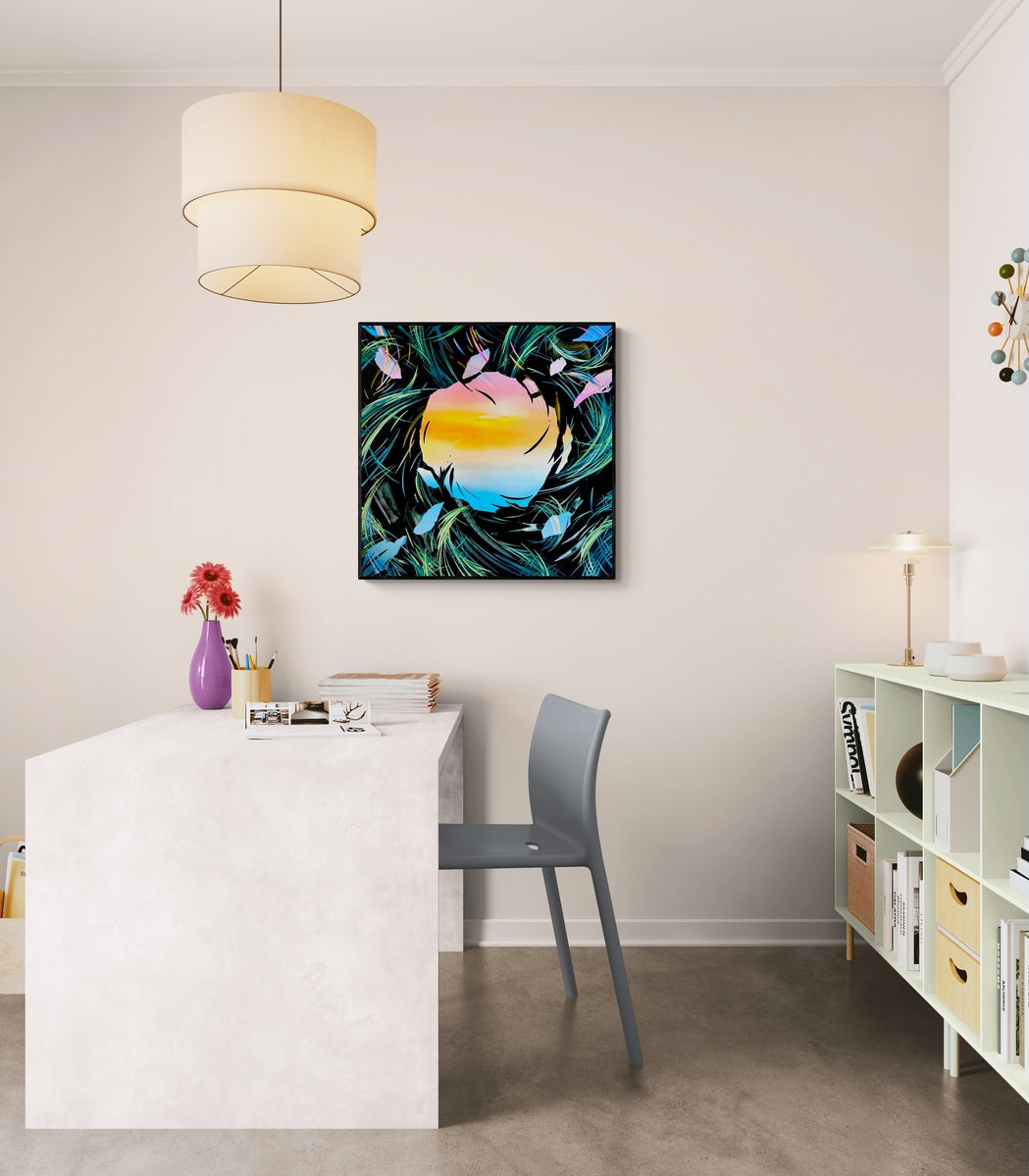 Beautiful sunset art and abstract acrylic paintings by contemporary artist Michael Carini and Carini Arts in Palm Springs